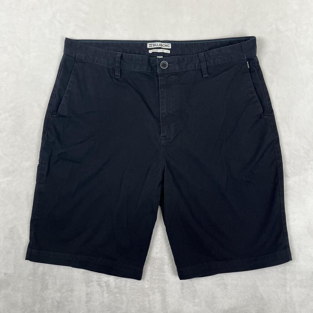 Billabong Carter Stretch Shorts Mens 36 Black Chino Flat Front 9 Inseam Casual